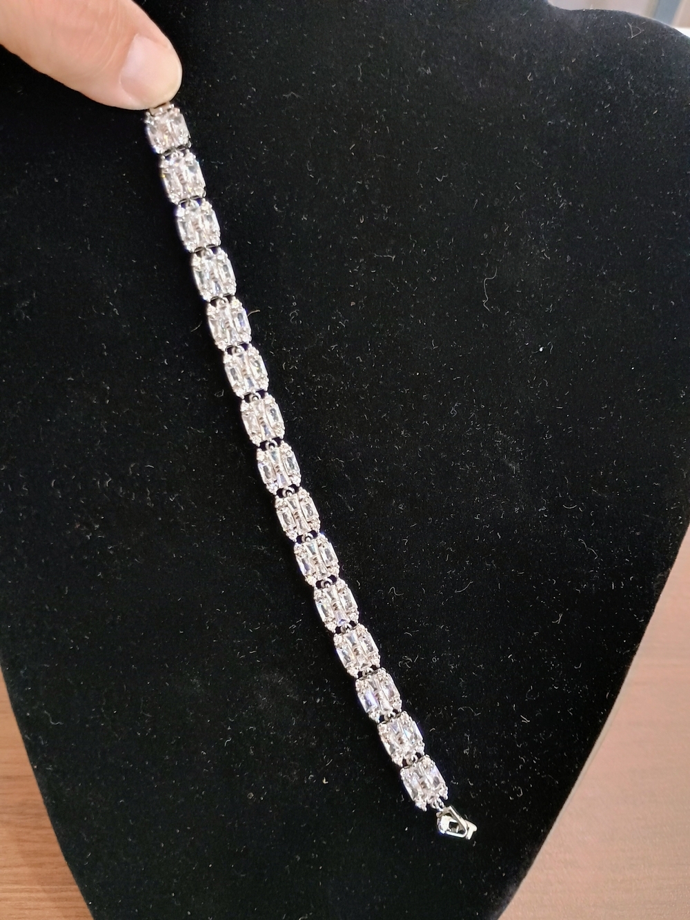Classic Silver-Tone Crystal Tennis Bracelet - Sparkling Clear Stones